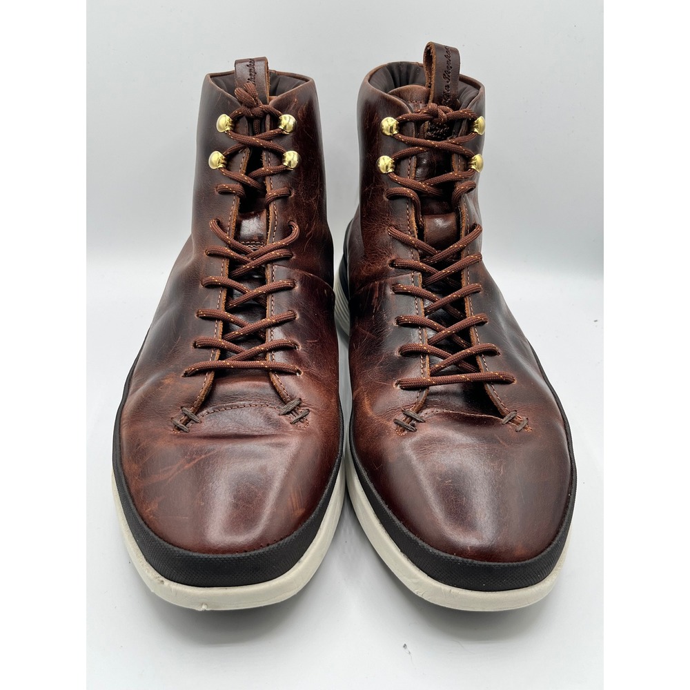Wolf & Shepherd Men Sz 11 Brown Leather High Top Sneaker Boots Gold Speed‎ Hooks